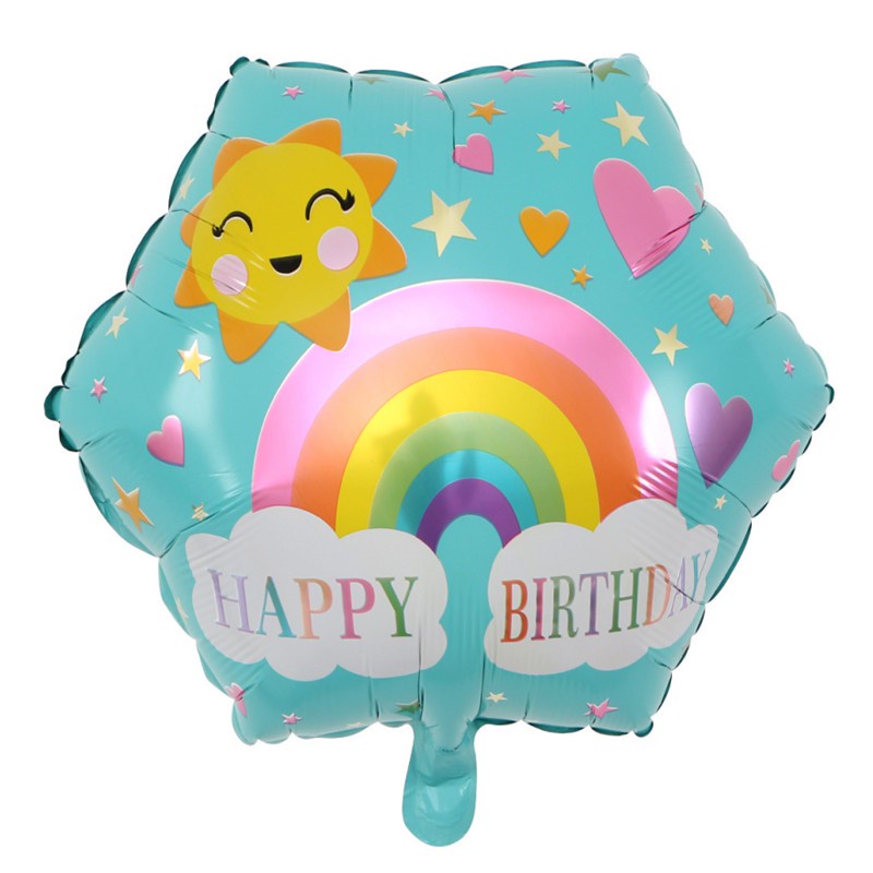 Bong Bóng Lõi Nhôm Hình Tròn In Chữ Happy Birthday Hoạt Hình 18 inch Trang Trí Tiệc Sinh Nhật