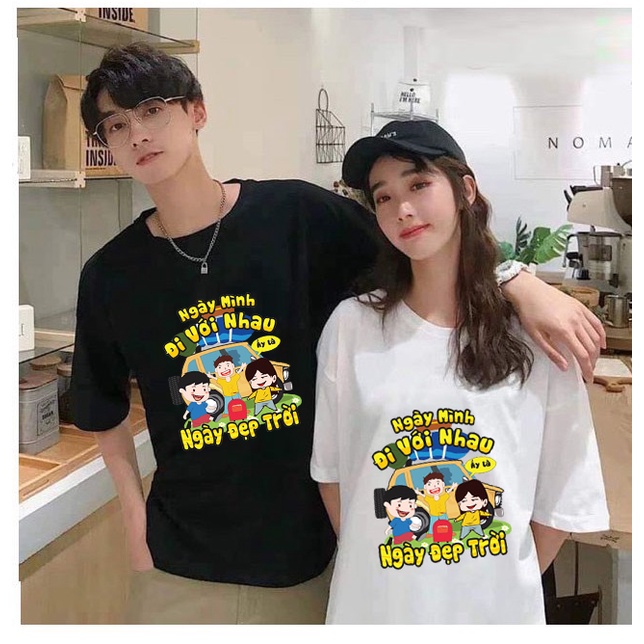 áo thun nhóm team unisex tay lỡ đi với nhau là ngày đẹp trời cotton co giản thoải mái