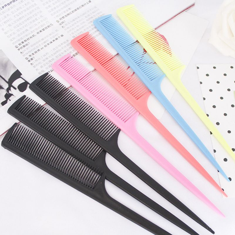 Lược Chải Tóc Đuôi Chuột 20.5cm Tay Cầm Dài Bằng Nhựa Màu Sắc Trơn Dành Cho Bạn Nữ