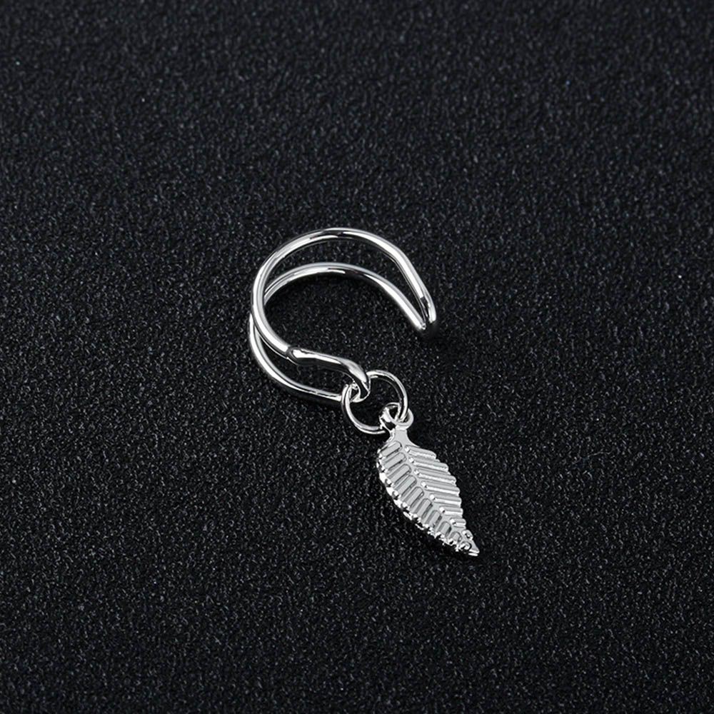 Khuyên kẹp tai thiết kế trang trí hình chiếc lá cá tính thời trang cho nữ