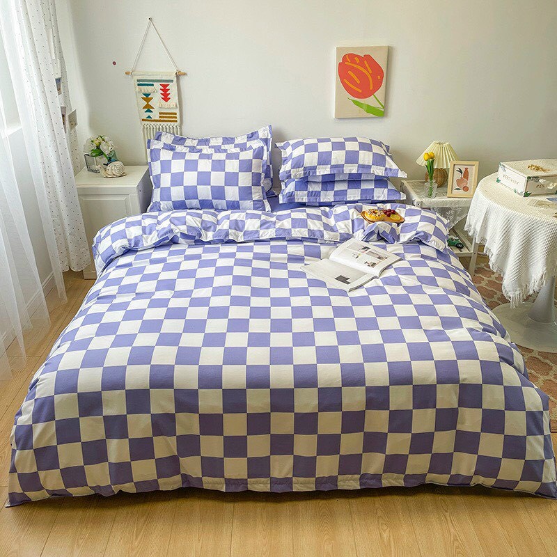 [Ảnh Thật- Video kèm Feedback]Bộ 4 Món Chăn Ga Gối Cotton 80%Basic Caro Checkerboard Cá Tính Size m6/m8/2m2- Napbedding | BigBuy360 - bigbuy360.vn