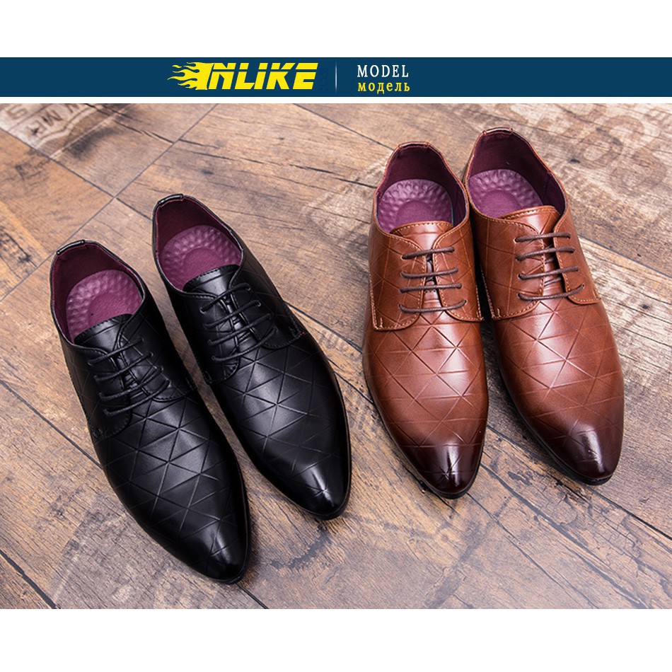 Giày da mũi nhọn thiết kế sang trọng thanh lịch cho nam