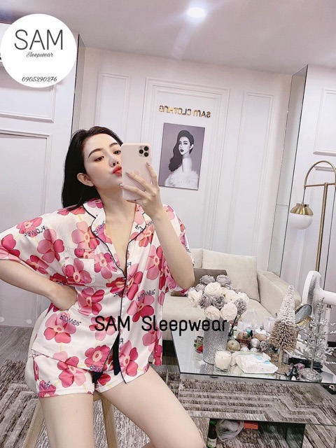 (Freesize 75kg)Đồ bộ nữ mặc nhà- pijama phi lụa cao cấp free size