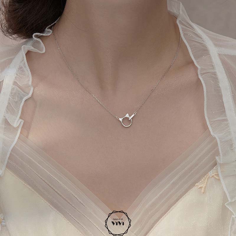 Dây chuyền bạc Ý hình mèo may mắn Luckycat – vòng cổ bạc ViVi_Gift