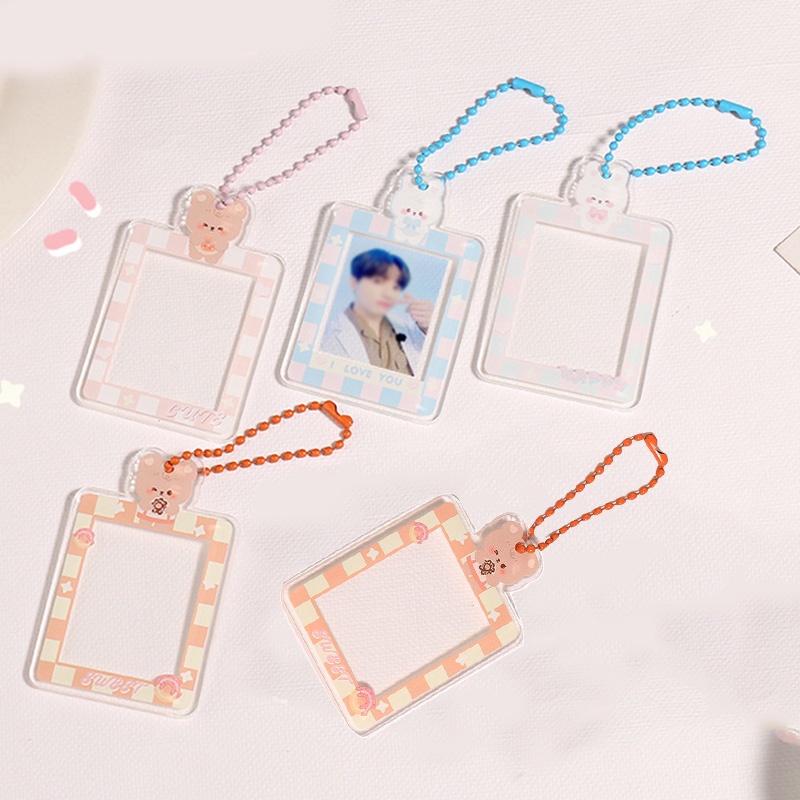 Móc Khóa Nhựa Acrylic Trong Suốt 1Inch Kèm Móc Treo Hình Sáng Tạo Xinh Xắn