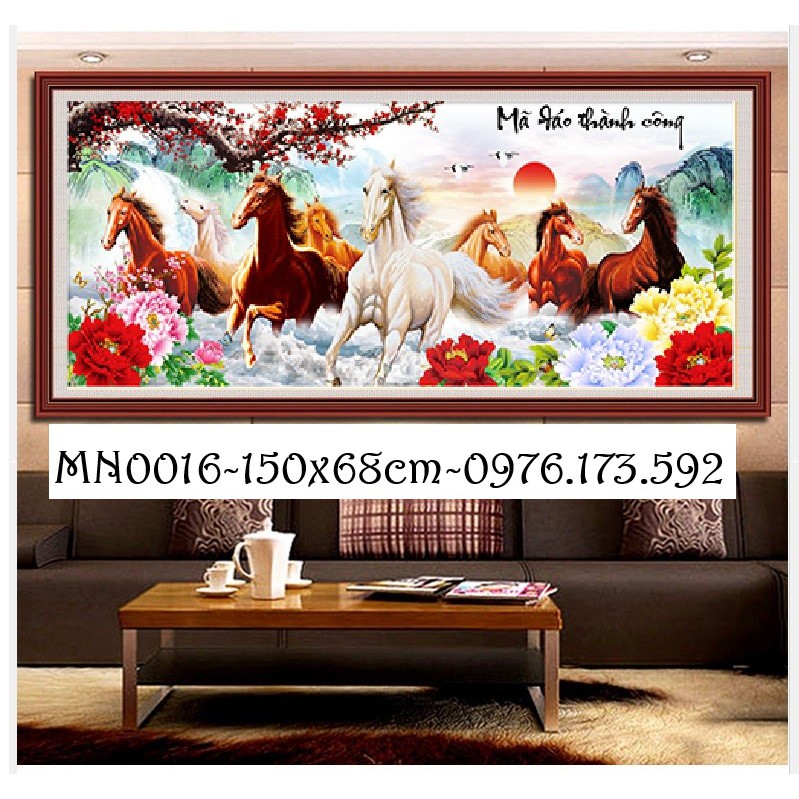 Tranh thêu chữ thập Mã Đáo Thành Công MN0016-150x68cm