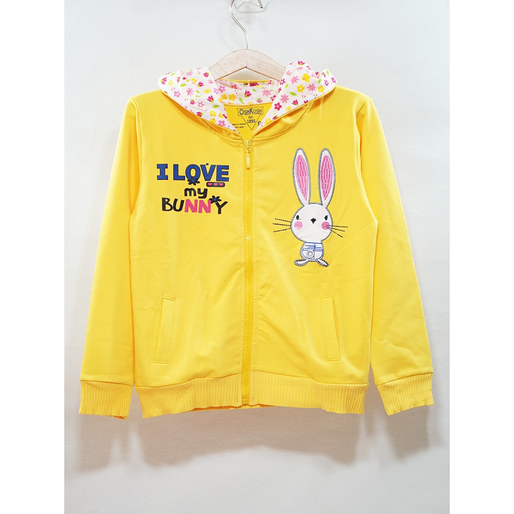 Áo khoác bé gái thêu thỏ I love Bunny