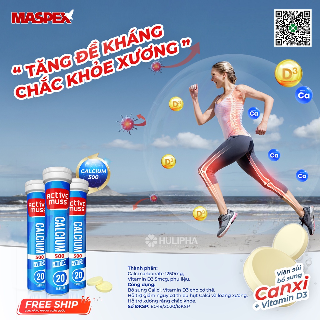 Viên Sủi Maspex Canxi 500 + Vit.D3 20 Viên.