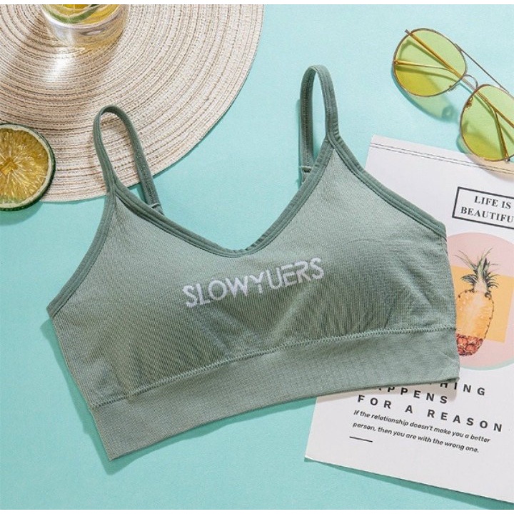 Áo Bra 2 dây có mút ngực chất thun Gân Len dày dặn co giãn 4 chiều cam kết hàng y hình