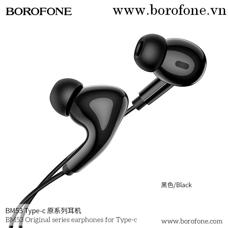 Tai Nghe Dây Borofone BM53 Chính Hãng, Âm Thanh Hay, Bass Ấm Sâu Trầm, Nút Điều Khiển Đa Năng, Đầu Type C.