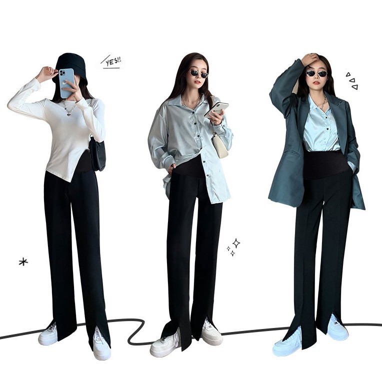 Quần Dài Lưng Cao Ống Rộng Xẻ Tà Cá Tính Cho Nữ | BigBuy360 - bigbuy360.vn