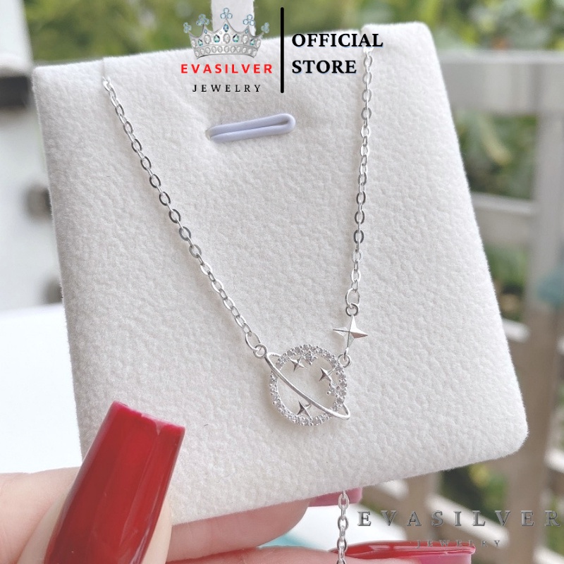 Dây chuyền Bạc nữ Evasilver mặt hình địa cầu đính đá, vòng cổ chất liệu bạc ta thiết kế tinh xảo