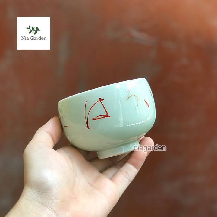 (G136) Chậu sứ trồng sen đá xương rồng gốm Nhật mini (đã khoan lỗ) Nia Garden GSN