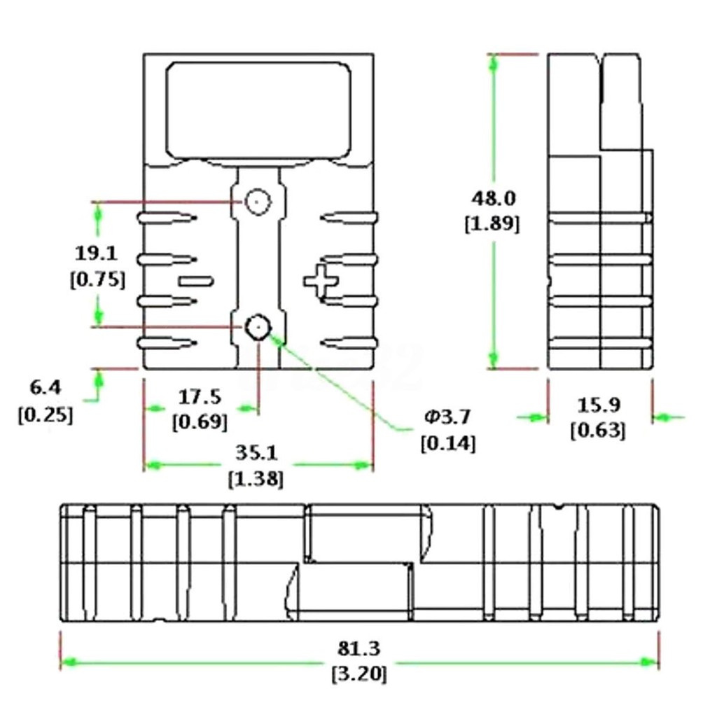 Set 5 đầu nối sạc bình ắc quy màu xám 600V 50Amp phong cách Anderson