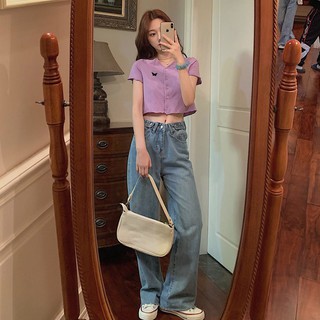 Áo Croptop Thêu Bướm Nhí