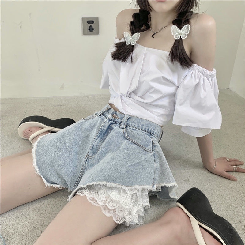 Quần Short Jean Ống Rộng Phong Cách Năng Động Trẻ Trung Dành Cho Nữ