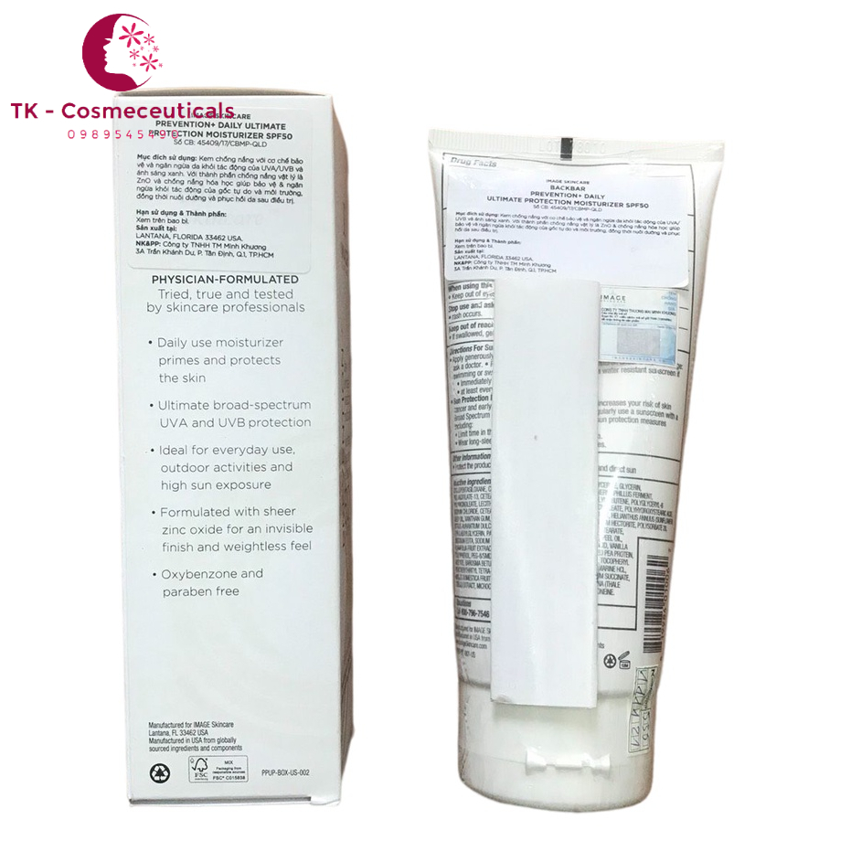 Kem Chống Nắng Vật Lý IMAGE Skincare Prevention SPF 50+ Cho Da Dầu Nhờn, Da Hỗn Hợp - 170g