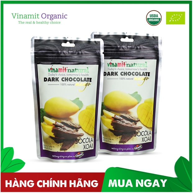 Xoài sấy dẻo phủ Socola VINAMIT 100g - Hàng chính hãng