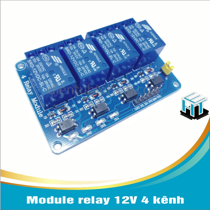 Module relay 12V 4 kênh ,Sử dụng điện áp nuôi 12VDC