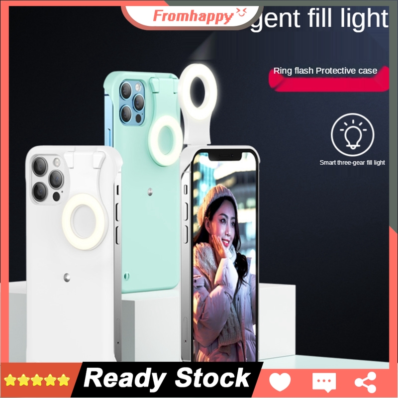 Ốp Điện Thoại Có Vòng Đèn Led Chụp Ảnh Selfie Di Động Cho iPhone 12 Pro Max 12 New2021