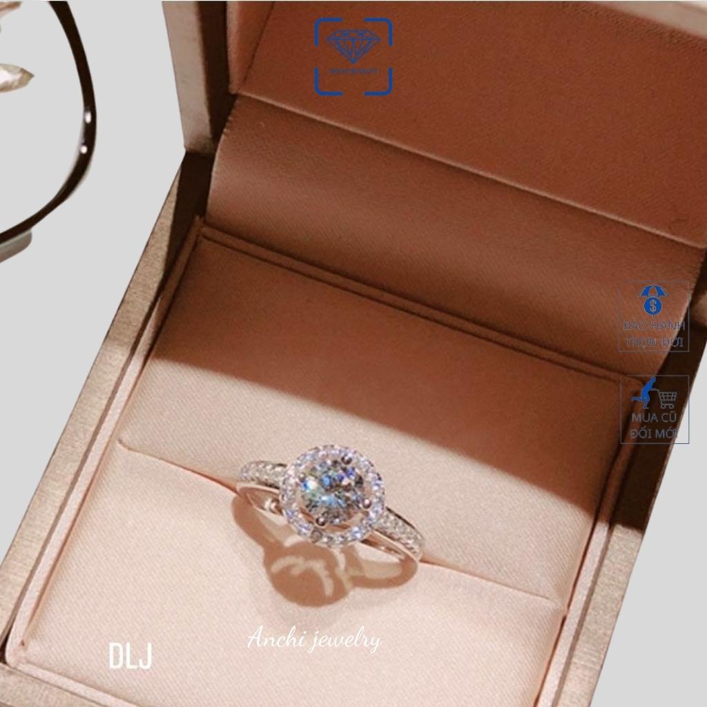 Nhẫn nữ bạc ta đá chủ 6ly sáng đẹp, Anchi jewelry