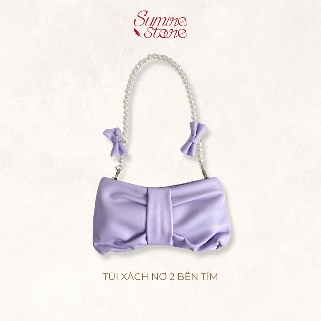 Sumire Store Túi xách nơ 2 bên tím
