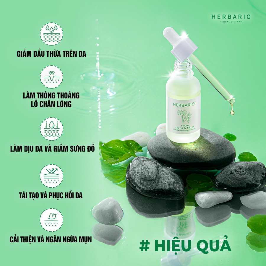 Bộ 5 rau má và diếp cá Herbario: Nước tẩy trang 300ml + Sữa rửa măt 200ml + Xịt khoáng 100ml +Mặt nạ 30ml+Tinh chất 30ml