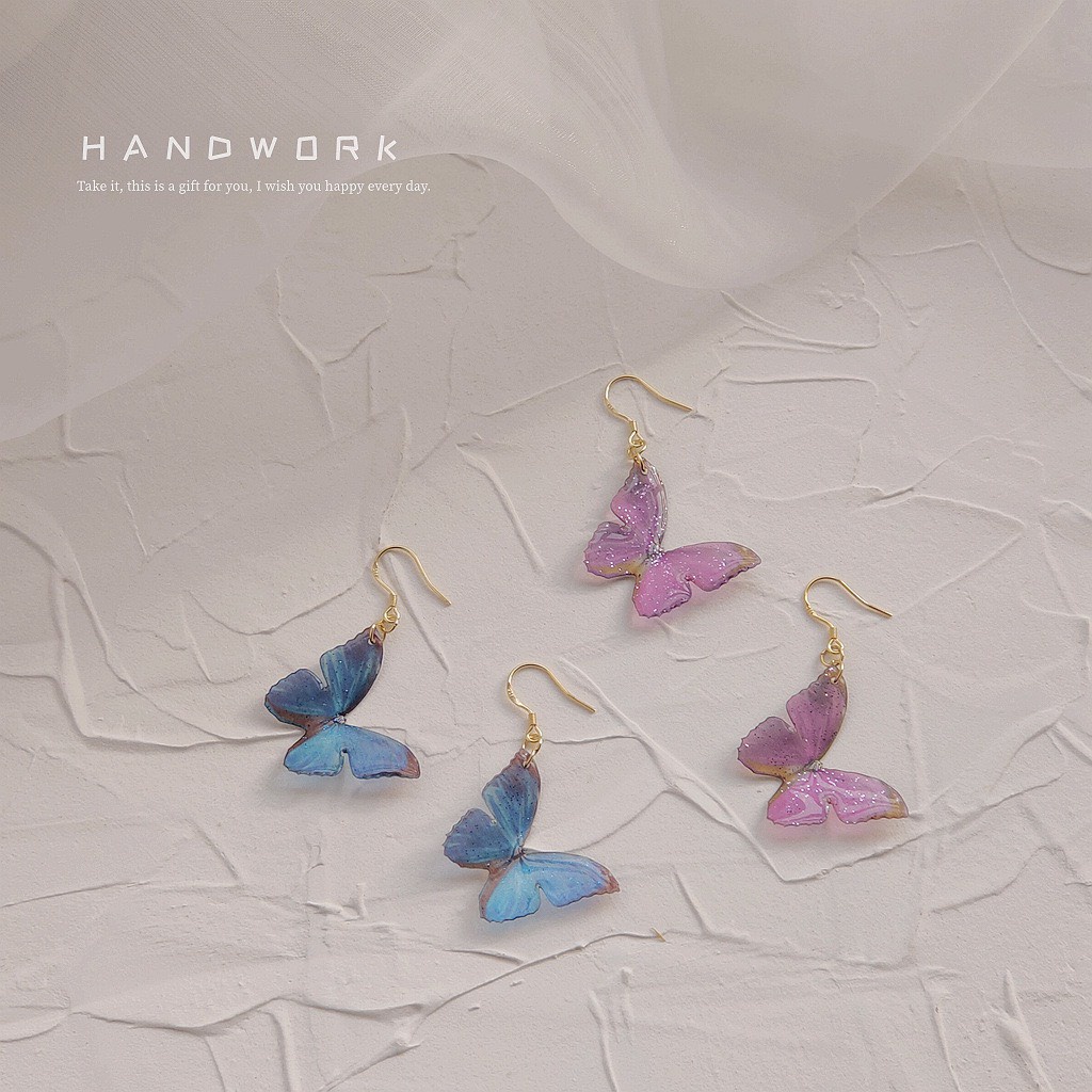 Đẹp quyến rũ làm sao với bông tai sắc màu buom buom A274 mạ 925 cao cấp