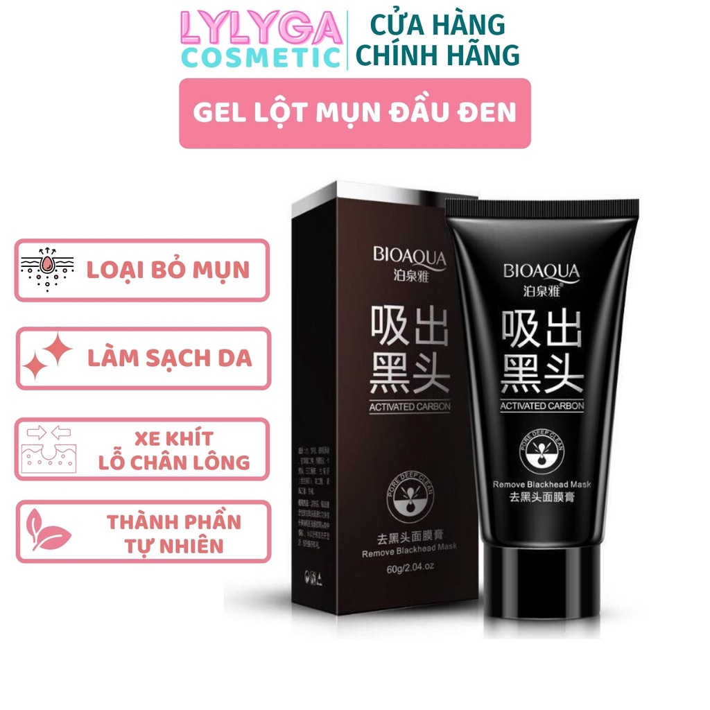 Gel lột mụn đầu đen BIOAQUA 60g Than Tre Mặt nạ lột mụn cám hiệu quả an toàn tại nhà MN17