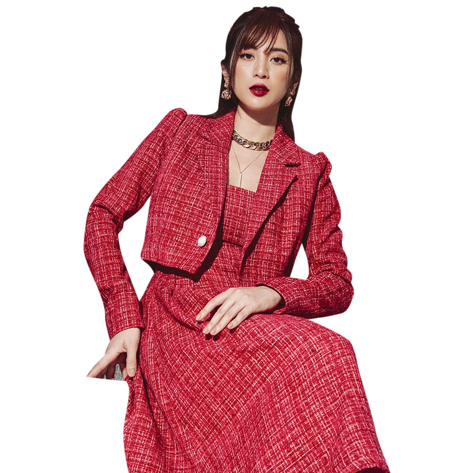 Áo dạ crtop Phối Váy 2 dây dáng xòe Reina