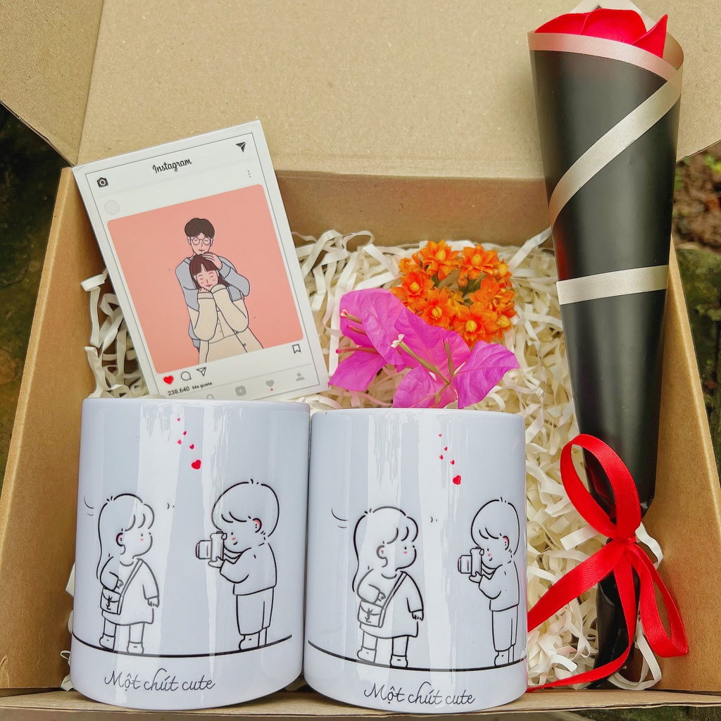 Set quà tặng Cốc đôi chụp anh cho em Một chút cute dành cho người yêu dịp Valentine,6/4,giáng sinh,20/10,8/3