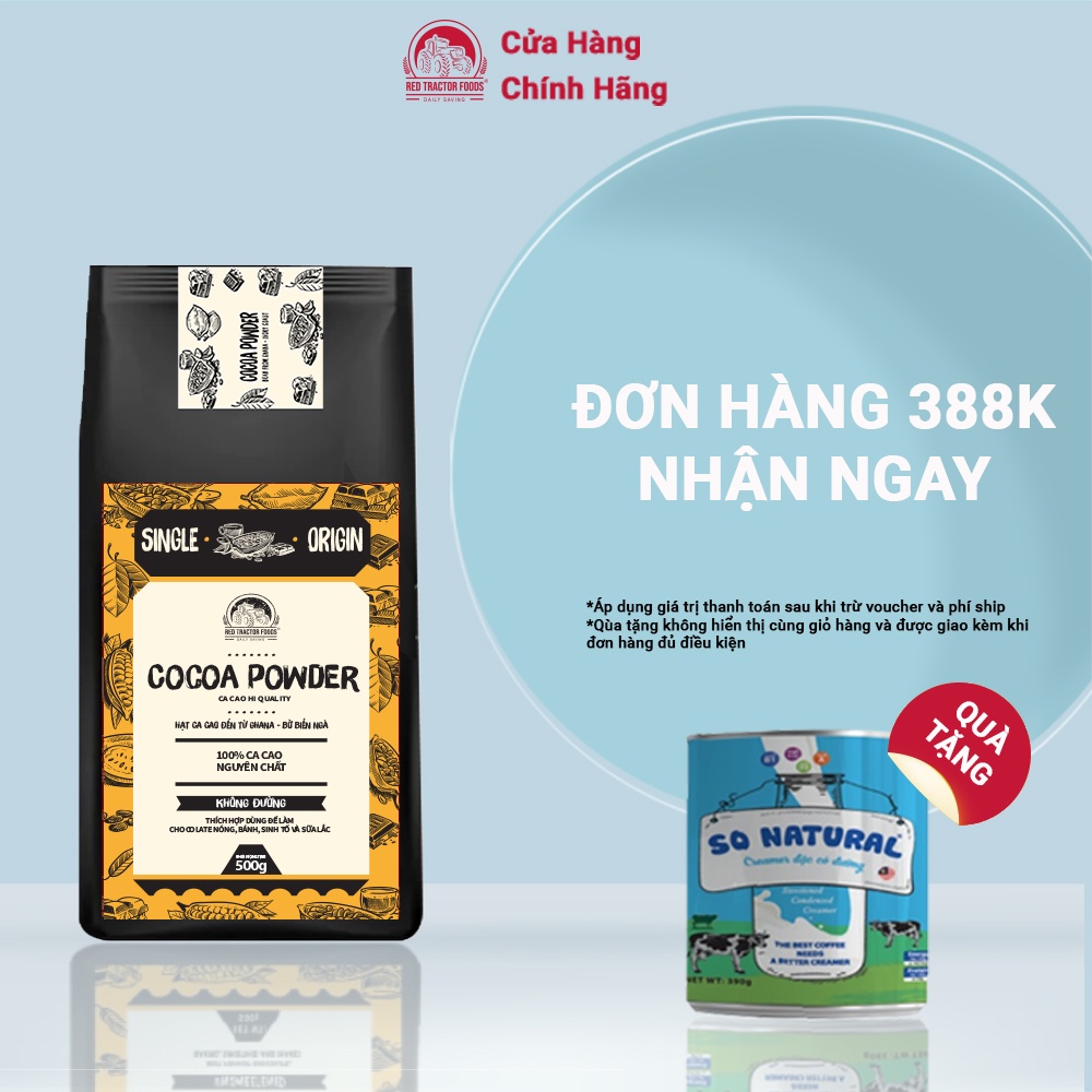 Red Tractor-Cacao Chất lượng cao  Không đường Hạt giống từ Ghana và Bờ Biển Ngà Dùng để chế biến hoặc pha uống0.5kg-Vàng