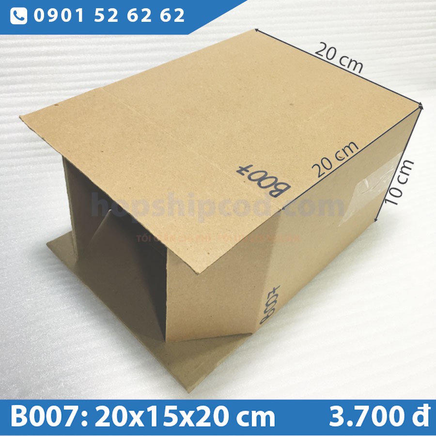 Hộp ship cod, hộp cod, thùng carton B007: 20x15x20 cm