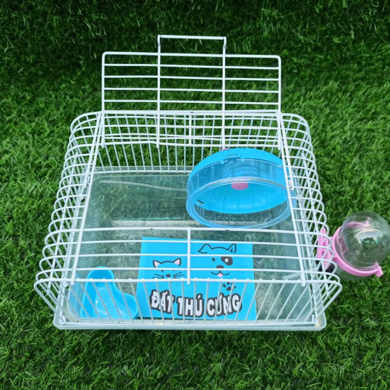 Lồng hamster mini đế trong và đế màu [Full Phụ Kiện]