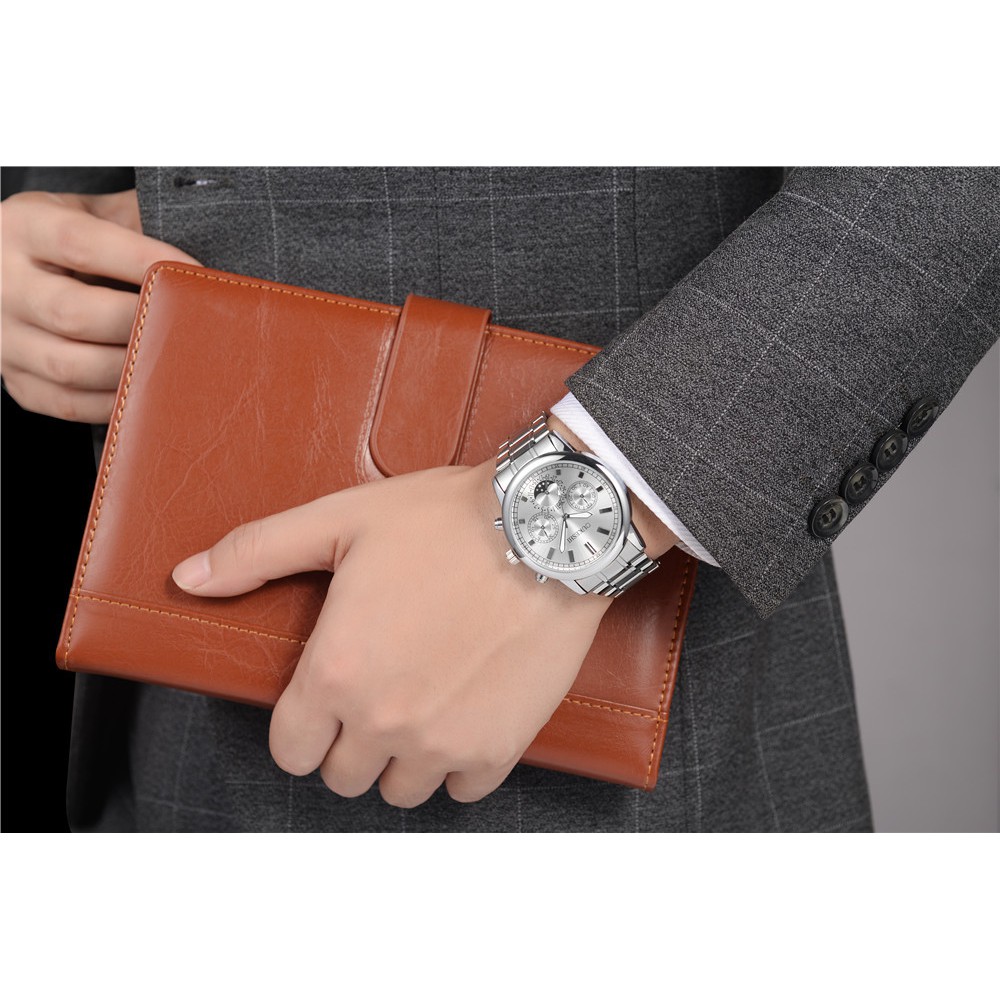 (FULL BOX) Đồng Hồ Nam OUKESHI Dây Thép Không Gỉ Cao Cấp + Tặng Hộp và Pin | BigBuy360 - bigbuy360.vn