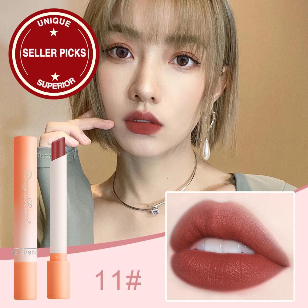 Son môi trang điểm nude nhung lì ống mỏng màu trắng dành cho học sinh J3N7