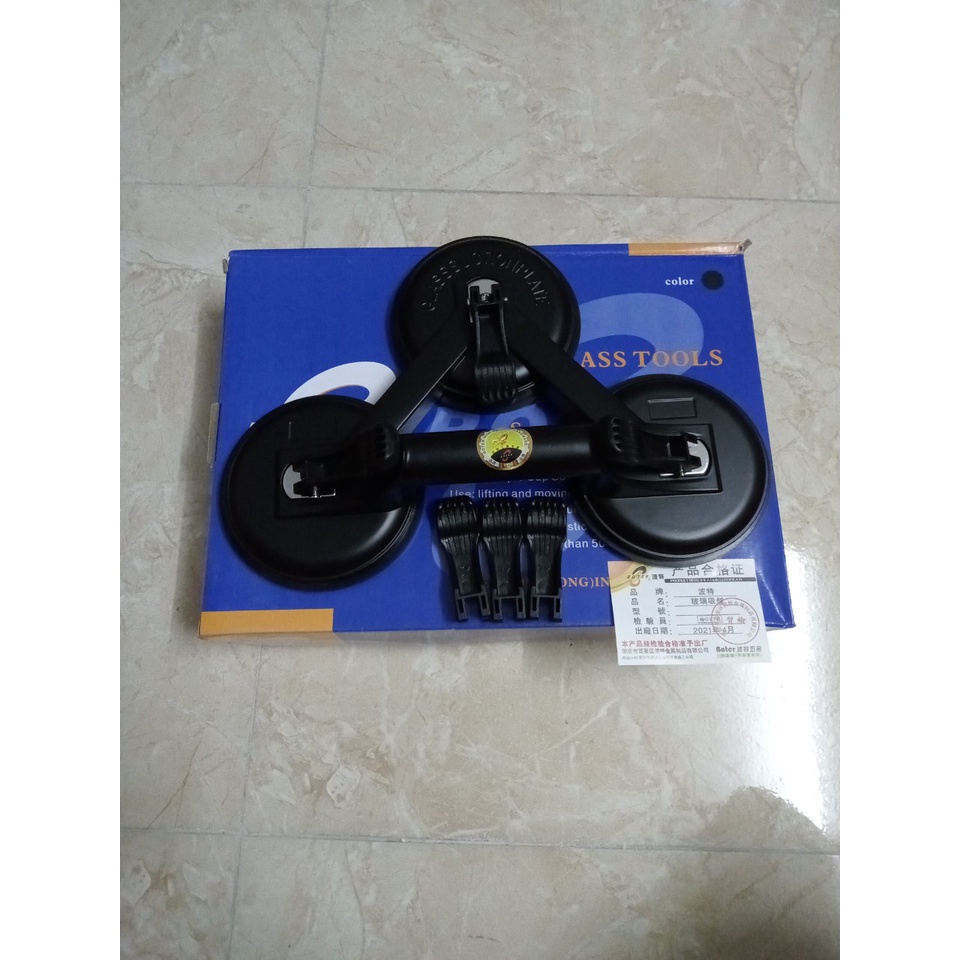 Hít kính 3 chấu hàng cao cấp, nâng kính đến 210kg, gạch180kg, có gấn tay chống trượt, hít bản to 12,5cm, hiệu Botter