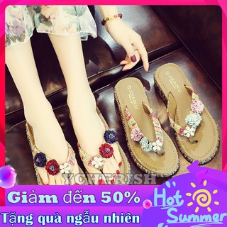Dép xỏ ngón đính hoa thời trang cho nữ