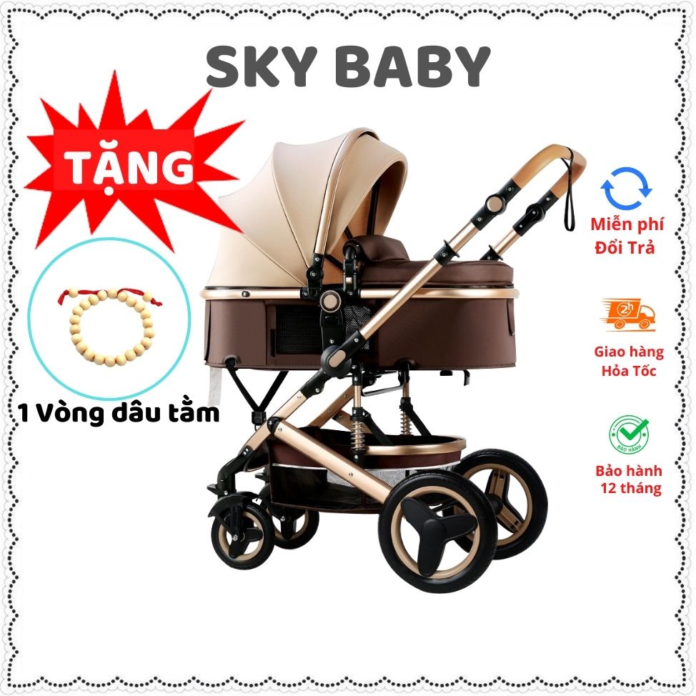 Xe đẩy cho bé Belecoo nôi nằm cao cấp gấp gọn 2 chiều 3 tư thế có mái che giảm sóc cho bé từ sơ sinh khung hợp kim Zozon