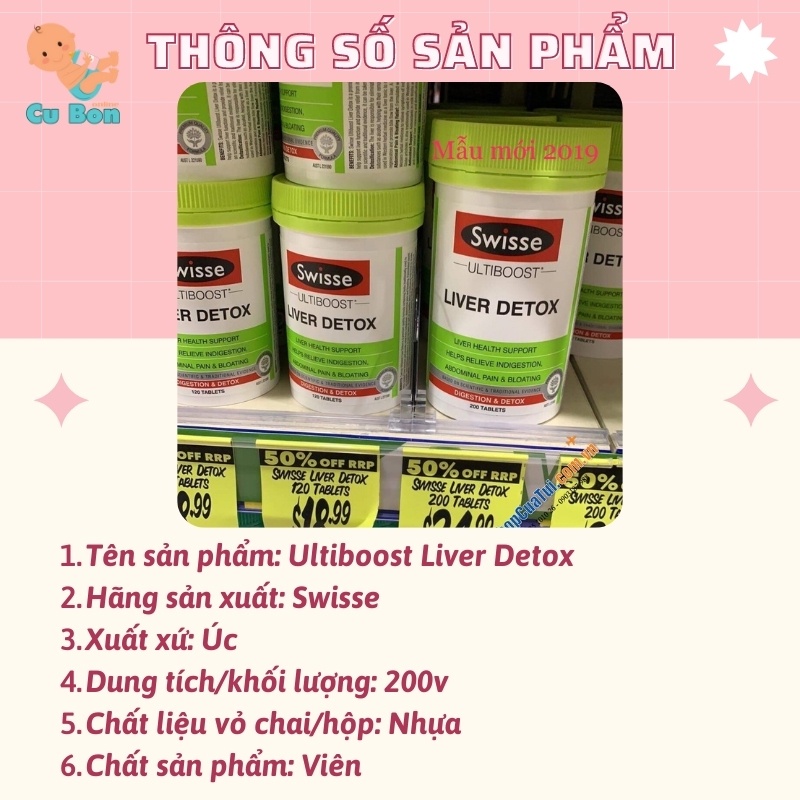 Thải độc gan Swisse Liver Detox 200 viên của úc Giải độc gan hỗ trợ tăng cường chức năng gan cho người từ 18 tuổi