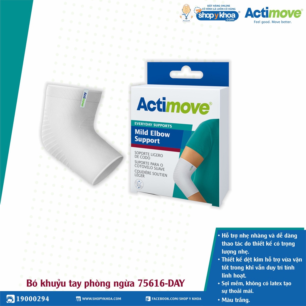 Bó Khuỷu Tay Phòng Ngừa Dạng Ống 75616-DAY, Màu Trắng [Actimove] - Nhập Khẩu Chính Hãng Châu Âu (1 Cái)