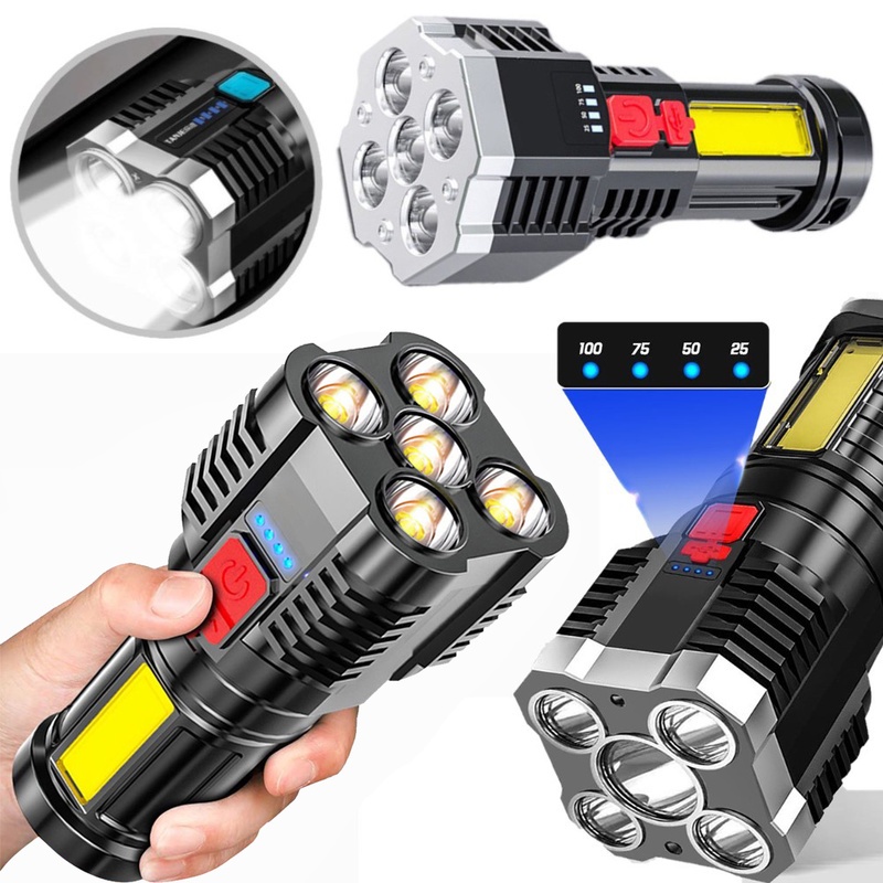 Đèn Pin LED COB Siêu Sáng 3 Trong 1 Có Thể Sạc Lại Tiện Dụng