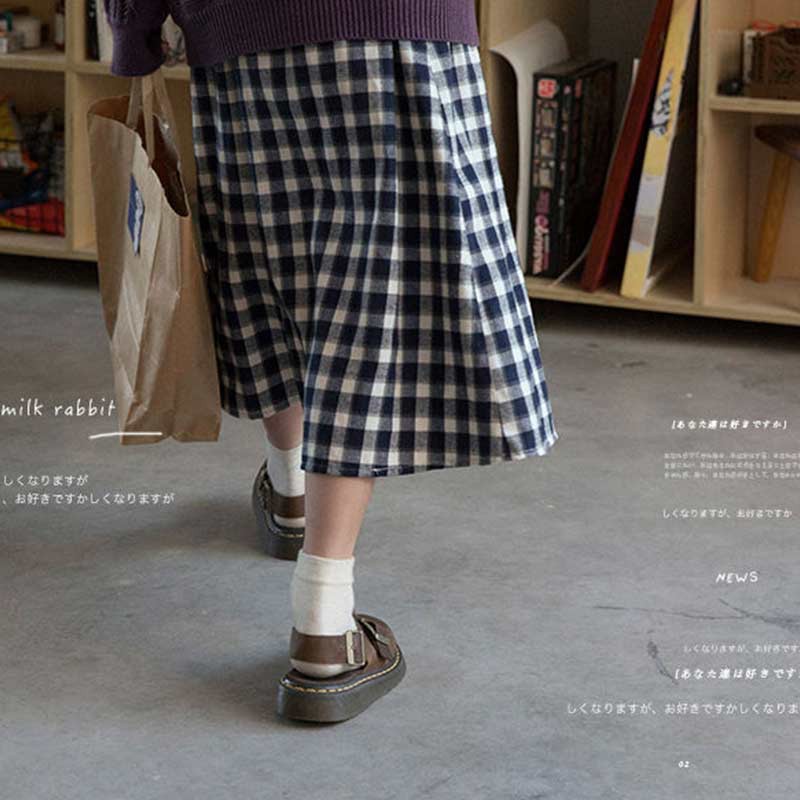 Chân Váy Dài Họa Tiết Kẻ Ô Vuông Chất Vải Thô Dáng Suông Ulzzang CV21 | BigBuy360 - bigbuy360.vn