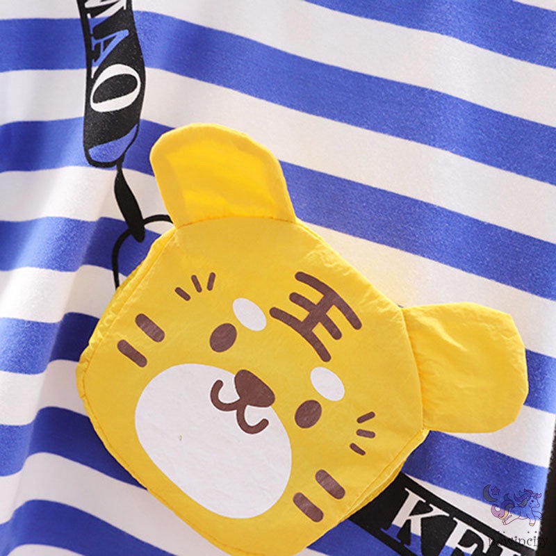 Set Áo Thun Tay Ngắn Sọc Ngang &amp; Quần Short Denim Thời Trang Cho Bé Trai