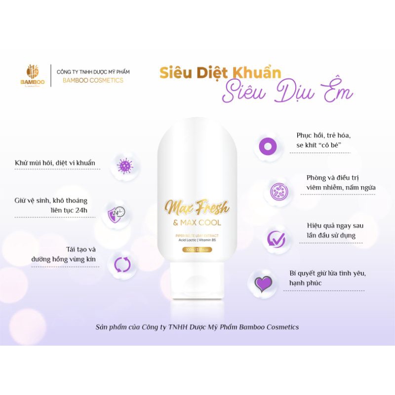 🐦TẶNG NƯỚC HOA🐦DUNG DỊCH VỆ SINH MAX FRESH BAMBOO
