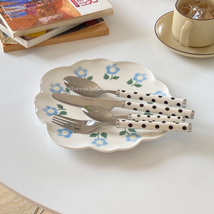 BỘ DAO THÌA NĨA CHẤM BI DOTTED PHONG CÁCH HÀN QUỐC