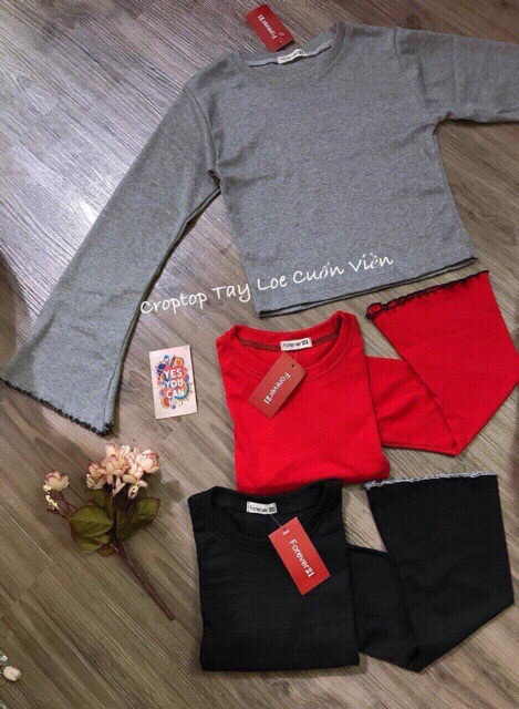 Áo croptop tay loe cuốn viền ảnh thật tự mình mặc chèn tên | BigBuy360 - bigbuy360.vn