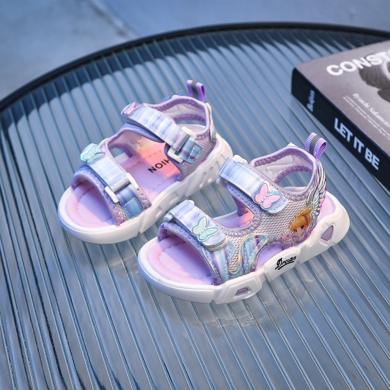 SUGE Xăng đan Công Chúa In Họa Tiết Bướm Hoạt Hình Dễ Thương Dành Cho Bé Gái