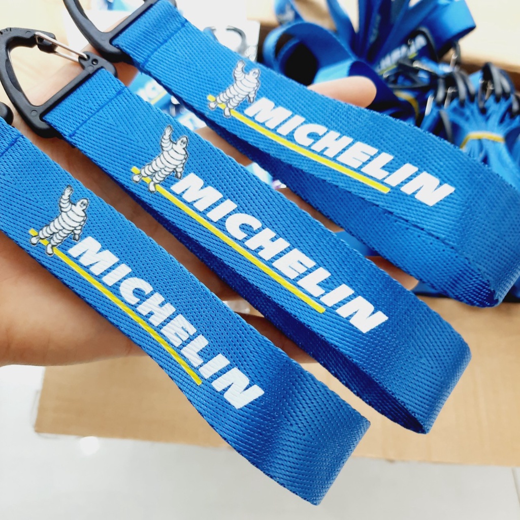 Móc khóa Dây vải in MICHELIN xanh