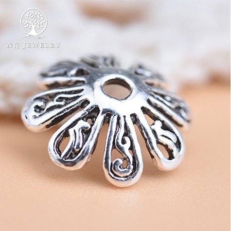 Charm bạc chụp hạt, bọc hạt họa tiết hoa văn - NQ Jewelry